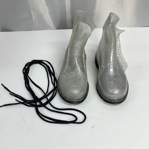 Clear silver sparkle boots. 1724